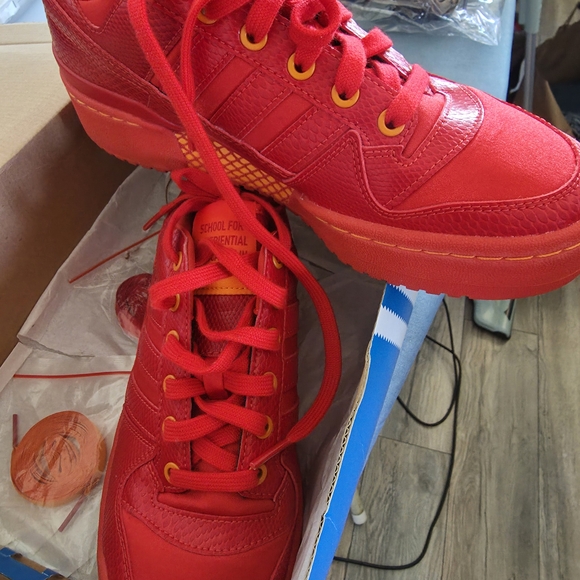 Adidas Women's Bold Red Athletic Sneakers - Picture 1 of 4